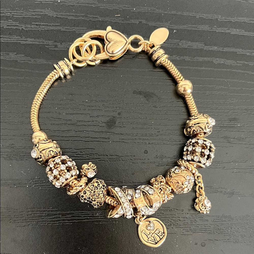 Flirty GoldTone Charm 9 Inch Bling Bracelet